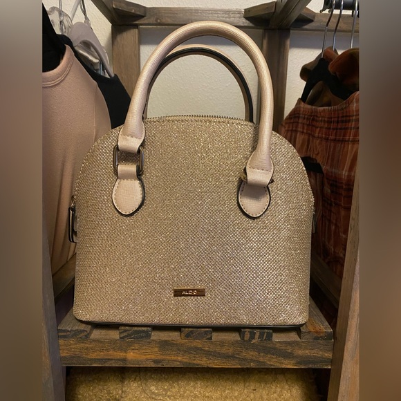 Aldo Like New Metallic Sparkly Floral Bag - Picture 2 of 3